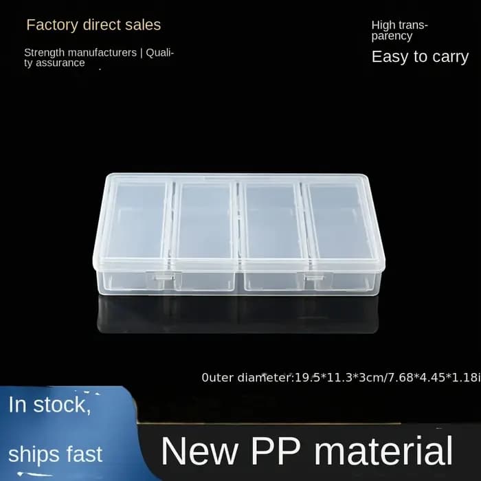Boîte de rangement en plastique transparent avec 4 séparateurs réglables - Conteneur pour fournitures d'artisanat et de couture avec compartiments amovibles