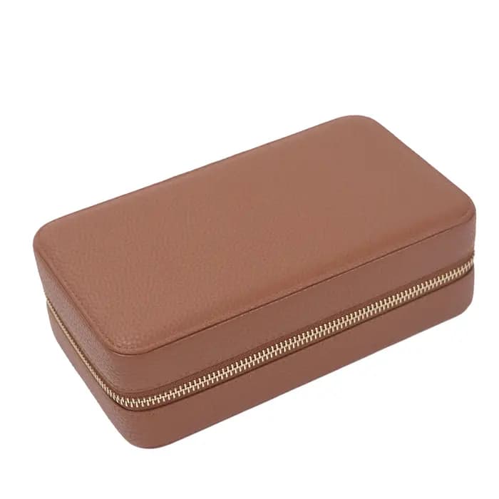 Boîte à bijoux en cuir de galets avec nom personnalisé