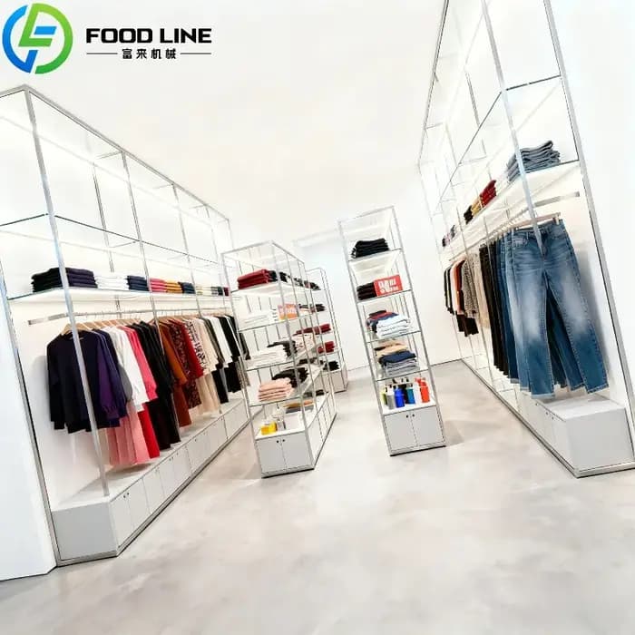 Armoire de présentation de vêtements en bois personnalisée