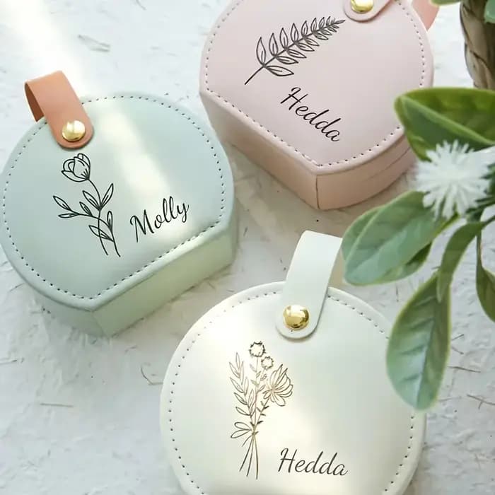Boîte à bijoux personnalisée 1 pièce - Étui de voyage personnalisé avec nom