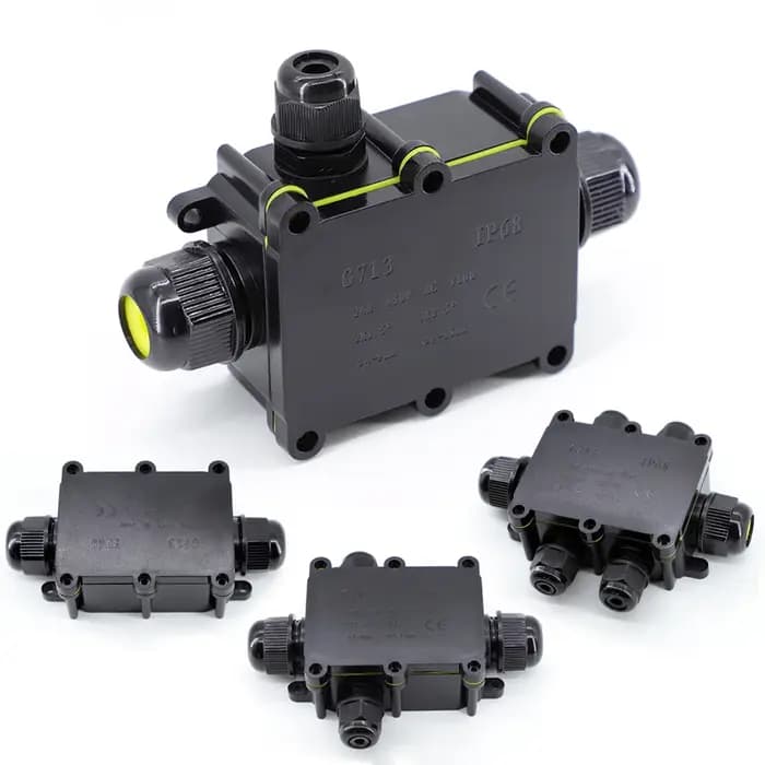 Boîtier de jonction étanche IP68 pour extérieur – Noir