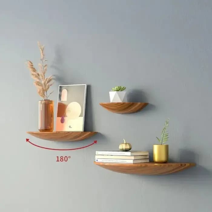 Étagère murale en bois demi-cercle, présentoir de projecteur suspendu au fond, Suspension, décoration de la maison, Organization de stockage