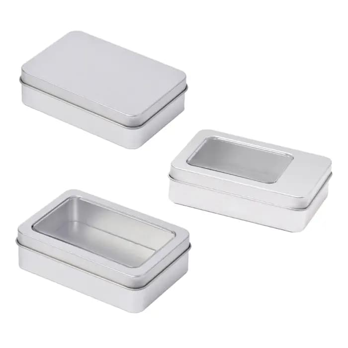 Boîte de rangement rectangulaire en métal pour cartes à jouer