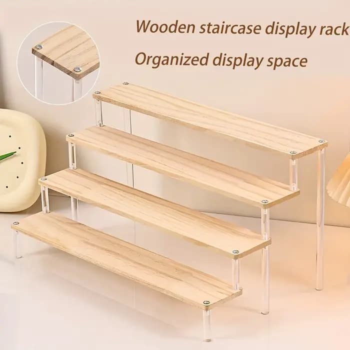 Étagère de présentation transparente en bois, étagère de rangement pour parfums, étagère de décoration multifonctionnelle, utilisée pour les cosmétiques, le vernis à ongles, les poupées