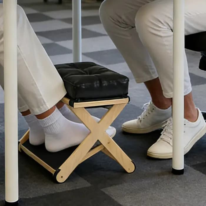 Repose-pieds en bois à double couche antidérapant ergonomique pour bureau