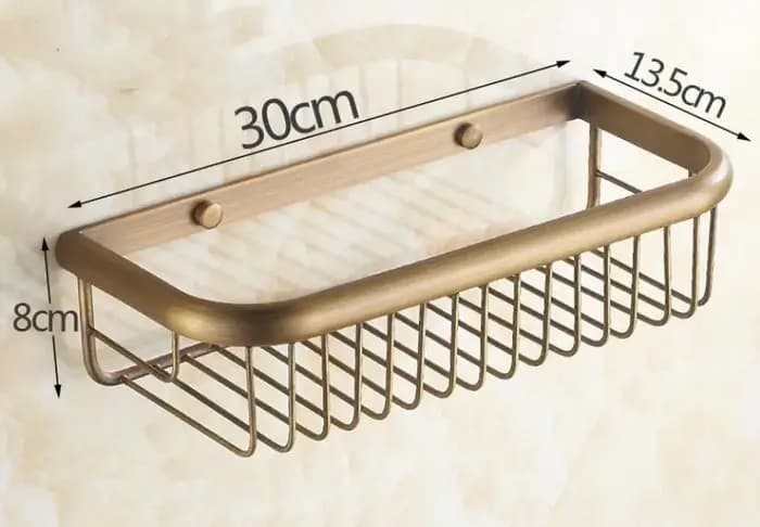 HORegina-Étagère Murale en Laiton Massif Bronze Antique, Support de mir de Douche, Shampoing, Carré