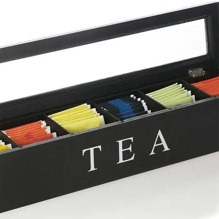 Boîte de rangement en bois pour sachets de thé
