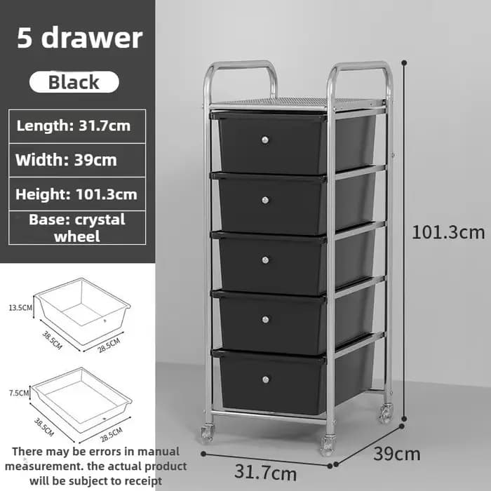 Chariot de rangement à roulettes à 4/5/15 tiroirs, essentiels de bureau, poignées portables, armoire