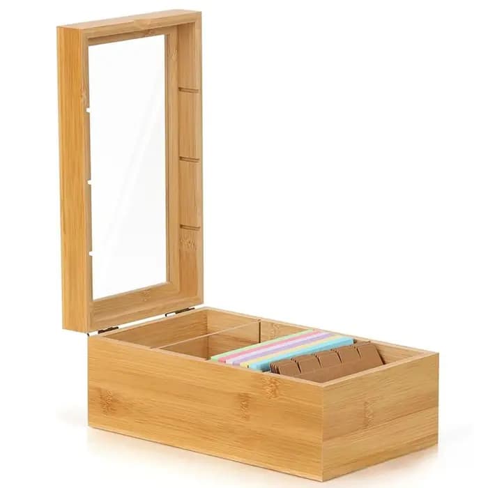 Boîte de rangement en bois multi-grilles avec couvercle