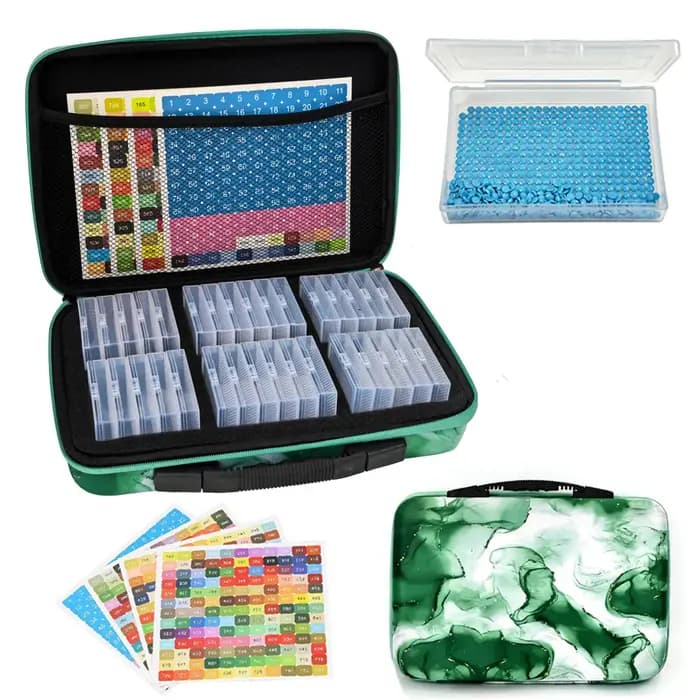 Boîtes de rangement pour peinture au diamant à 32/64 compartiments, organisateur 2-en-1 avec couvercles, accessoires pour la peinture au diamant, boîte de rangement