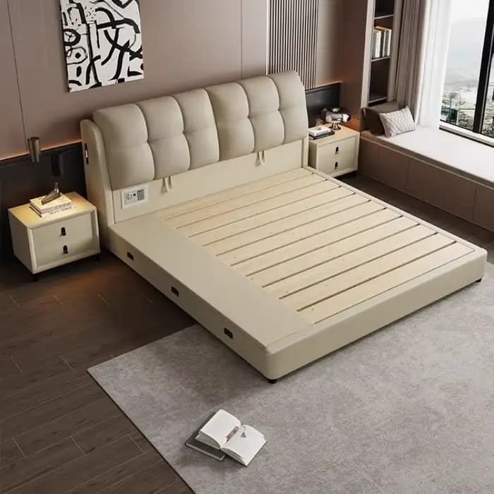 180x200 cm King pleine taille lit Double en cuir multifonctionnel stockage