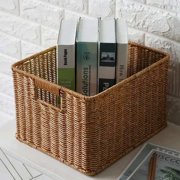 Boîte de rangement tissée à la main, grand panier de rangement pour vêtements tissés, cuisine, chambre à coucher, salon, vêtements d'épicerie, organisateur d'articles divers