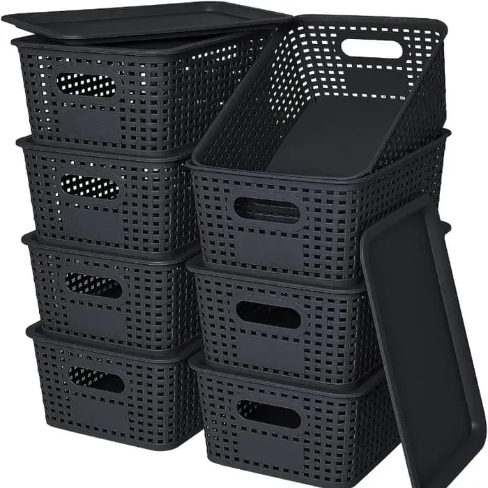 6 boîtes de rangement empilables avec couvercles, conteneurs organisateurs en plastique de 10,2x7,2x