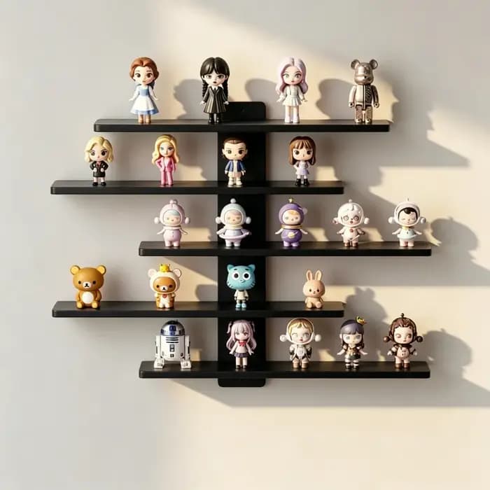 Étagère murale à 5 niveaux pour figurines de blocs de construction - Grande capacité