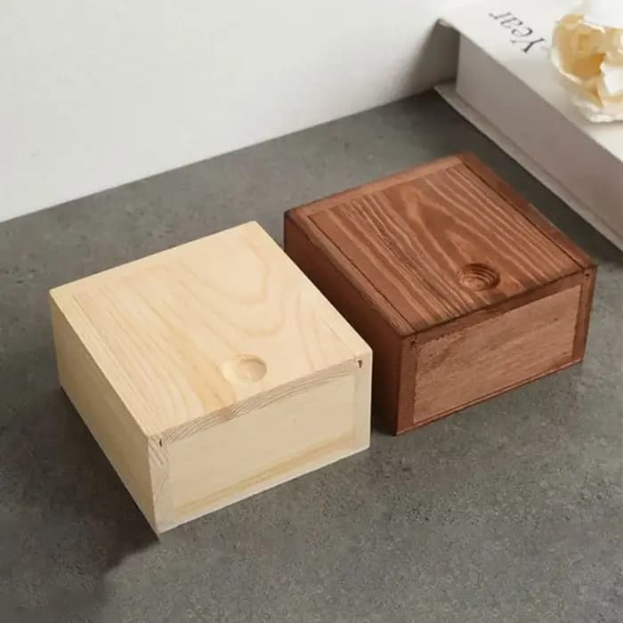 Boîte à bijoux en bois non finie avec couvercle coulissant