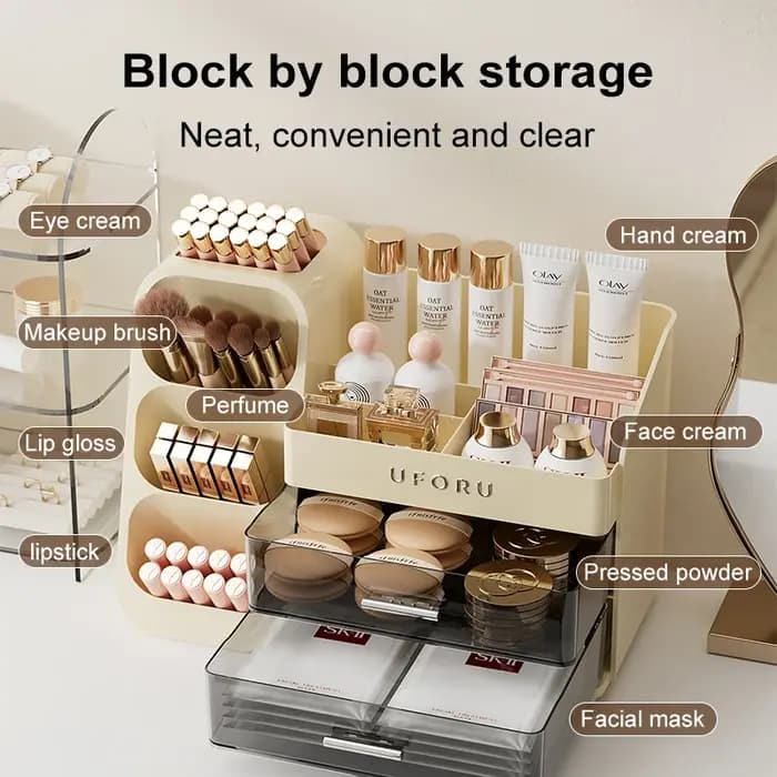 Uforu Boîte de rangement de cosmétiques pour la rentrée scolaire – Grande capacité