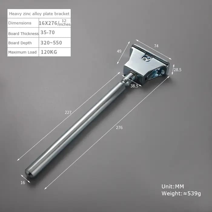 Support d'étagère flottante invisible robuste et réglable en alliage de zinc de 16 mm pour étagères en bois