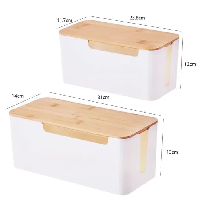 Boîte de rangement en bois pour câbles de bureau