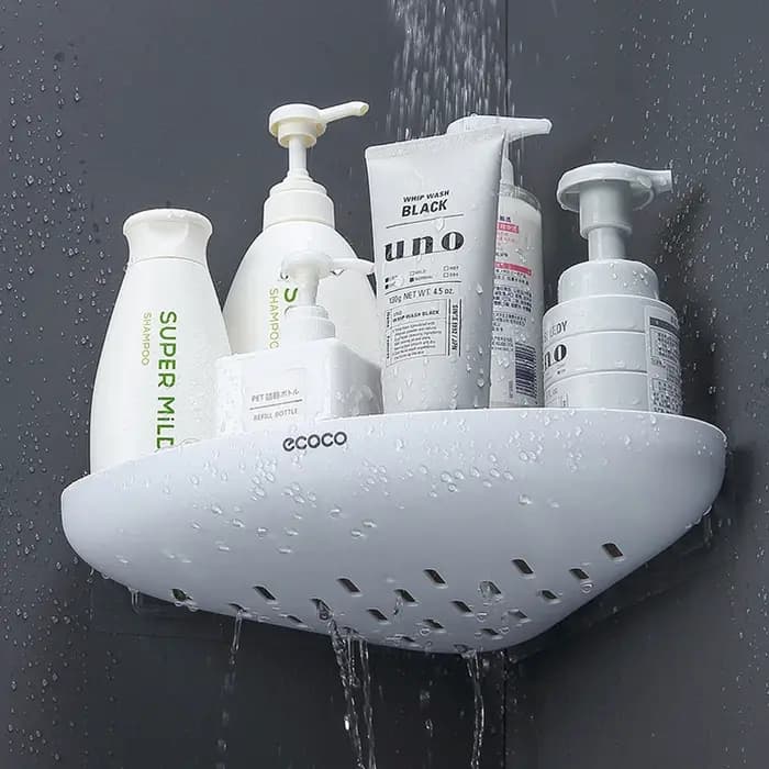ECOCO étagère de salle de bain support de rangement d'angle sans perceuse mural douche shampooing organisateur cuisine