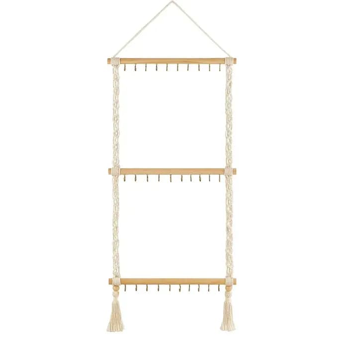 Support de rangement pour bijoux bohème fait à la main avec 30 crochets