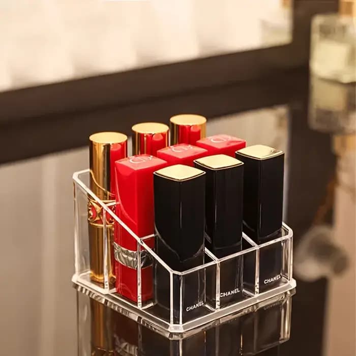 Boîte de rangement transparente pour rouges à lèvres - Présentoir cosmétique multi-niveaux