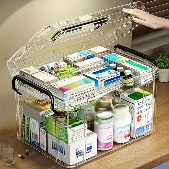 Boîte de rangement de médicaments 1 pièce-organisateur de niveaux pour pilules | Conception transp