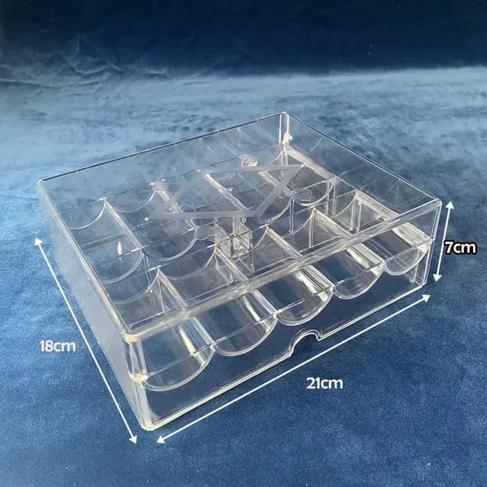 Boîte à jetons en acrylique transparent à 10 compartiments avec couvercle, idéale pour 200 jetons, 2