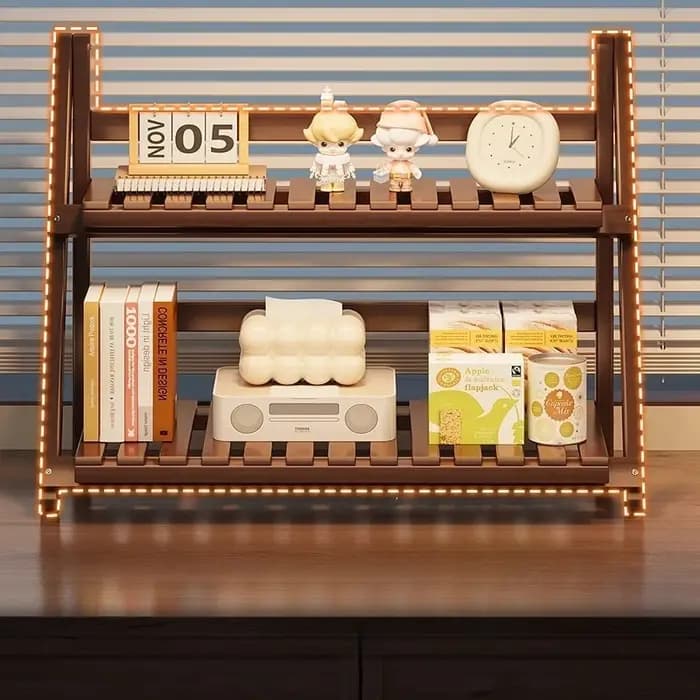 Étagère de rangement de bureau multifonctionnelle à double couche