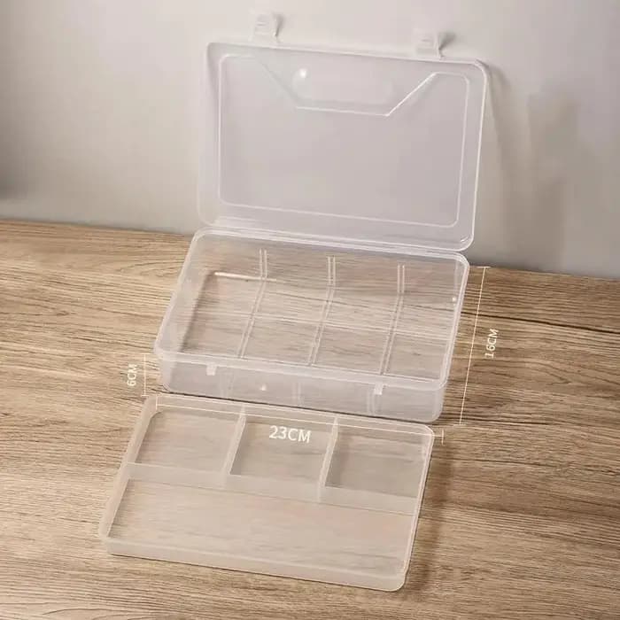 Boîte de rangement transparente à 2 niveaux avec séparations réglables, organisateur gain de place p
