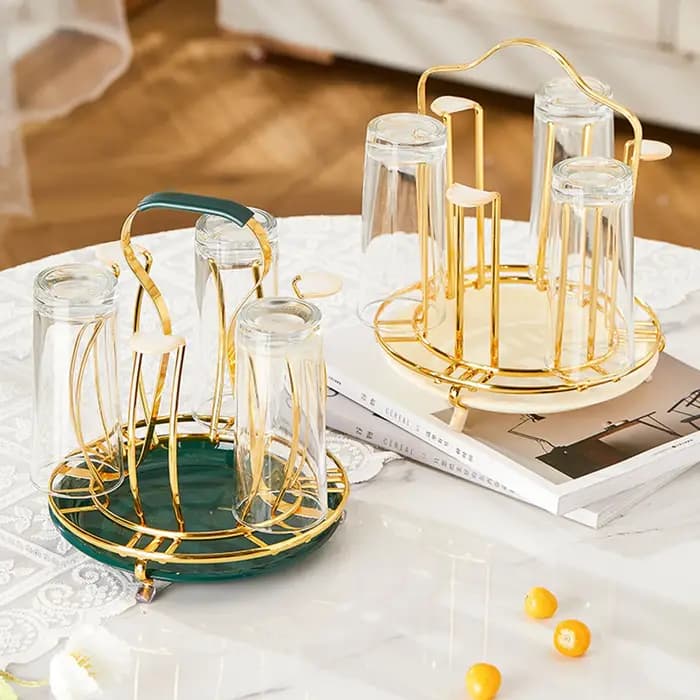 Rangement de gobelets en verre en métal de forme ronde T1