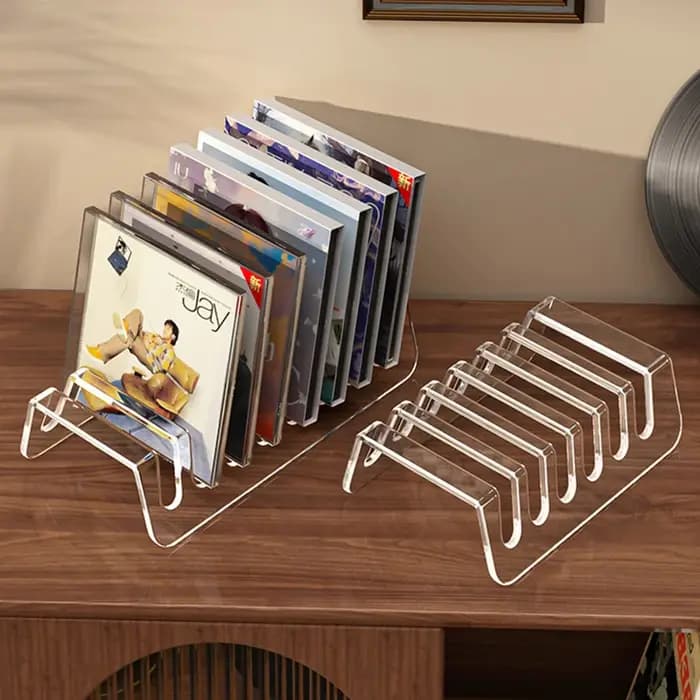 Étagère de présentation de CD en acrylique transparent à 6 compartiments