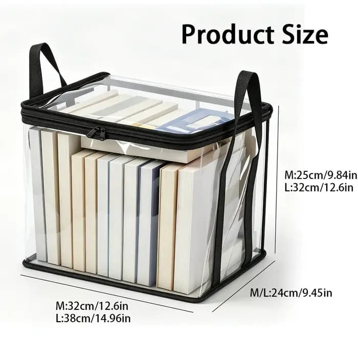 Lot de 4 boîtes de rangement transparentes en PVC avec fermeture éclair