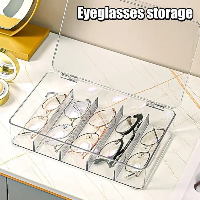 Boîte de rangement pour lunettes transparente multifonctionnelle