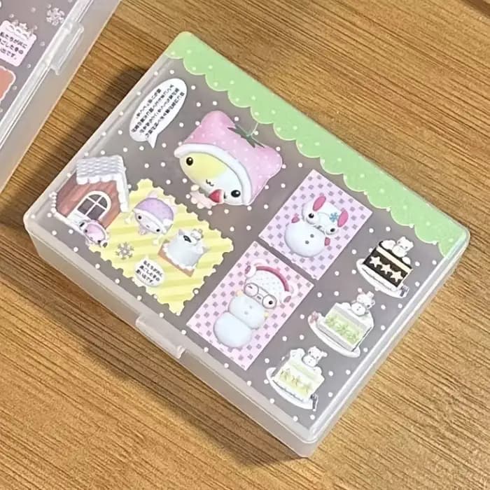 Boîte de rangement transparente de style japonais 'Kitten Cake' pour carnet de notes, anti-poussière