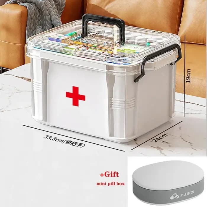Grande boîte à médicaments transparente à double couche