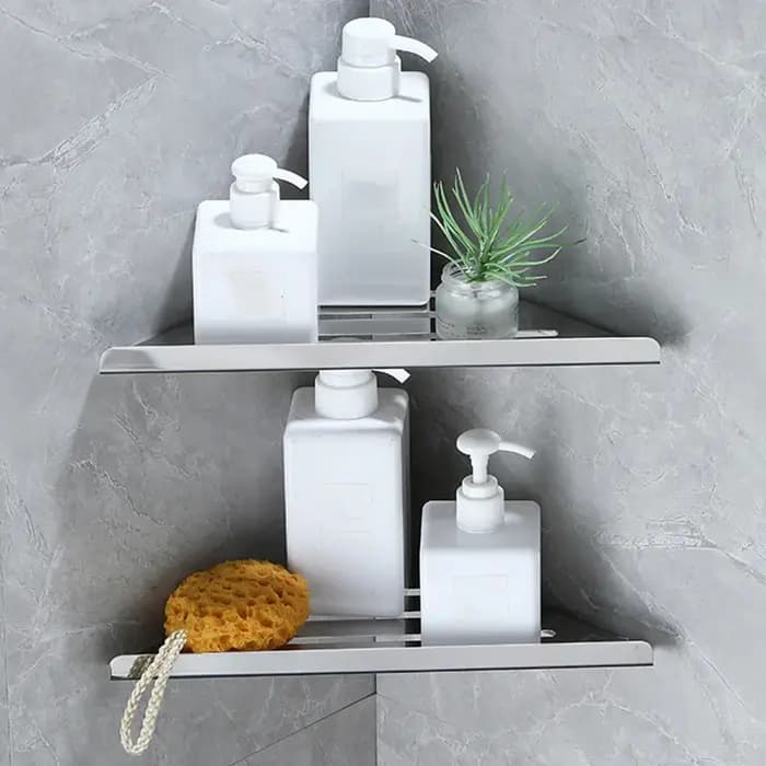 Étagère d'angle robuste en acier inoxydable 304 pour salle de bain, sans perçage, pour shampoing et produits de toilette