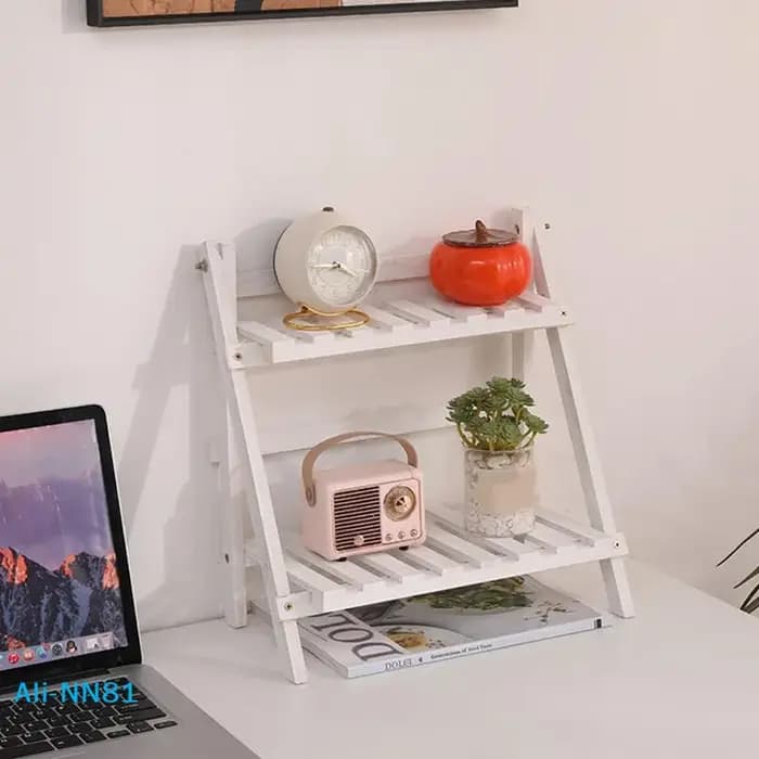 Étagère de rangement de bureau en bois à 2 niveaux
