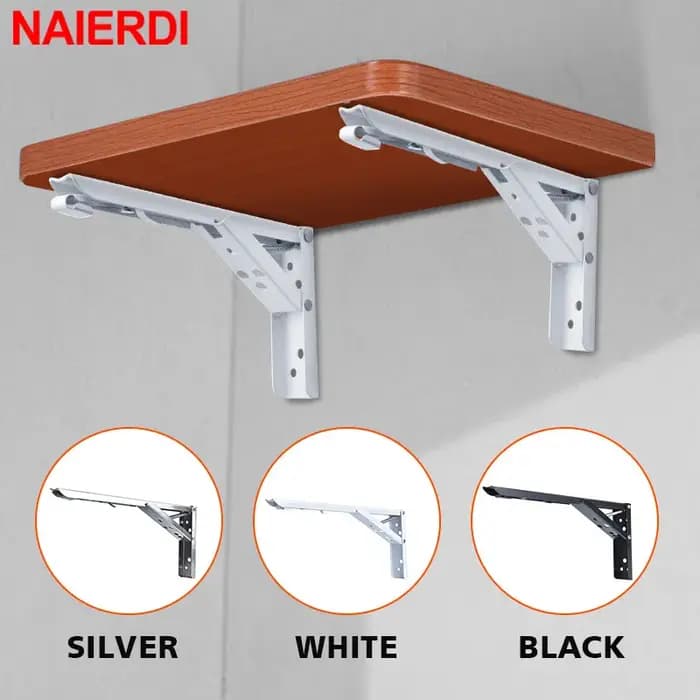 NAIERDI 8-14 pouces 2 pièces Support pliant en acier inoxydable blanc noir