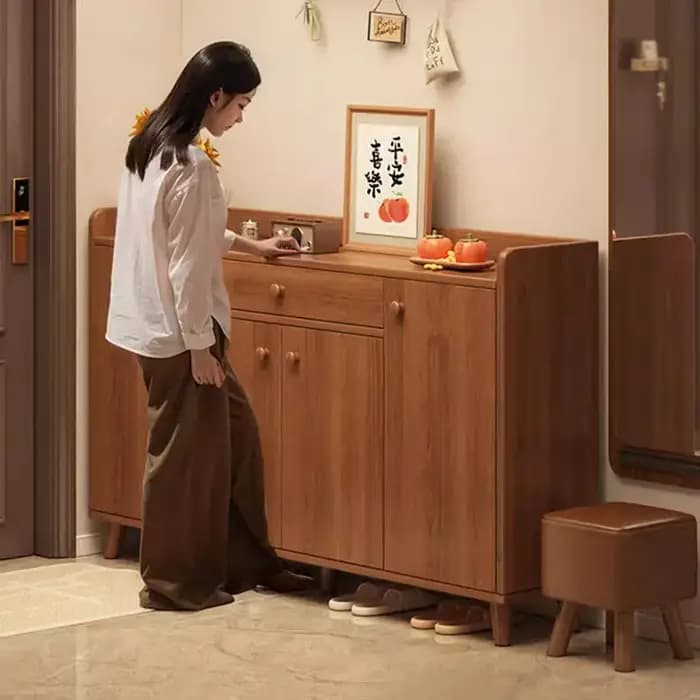 Meuble à chaussures d'entrée, armoire de rangement antique intégrée, petite étagère à chaussures pour porche, casier d'intérieur mural