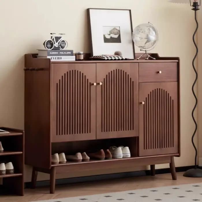Vintage noir étagère à chaussures bois luxe étroit Vertical