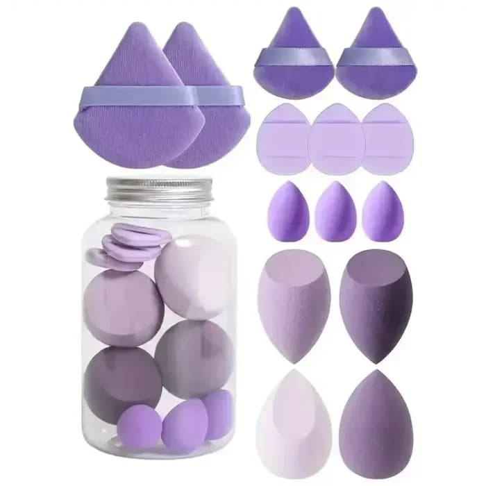 12/14 pièces éponge de maquillage bouffée cosmétique fond de teint éponges mélangeur beauté oeuf poudre bouffées