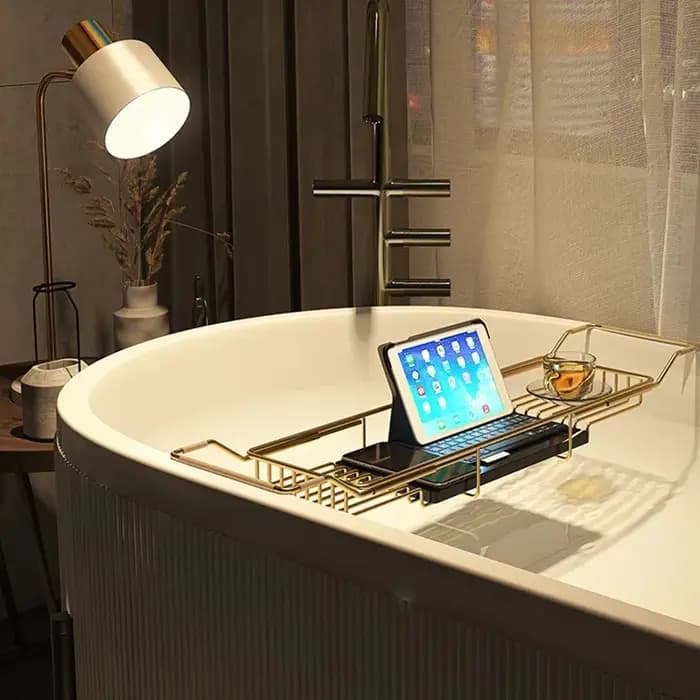 Étagère rétractable multifonctionnelle pour baignoire