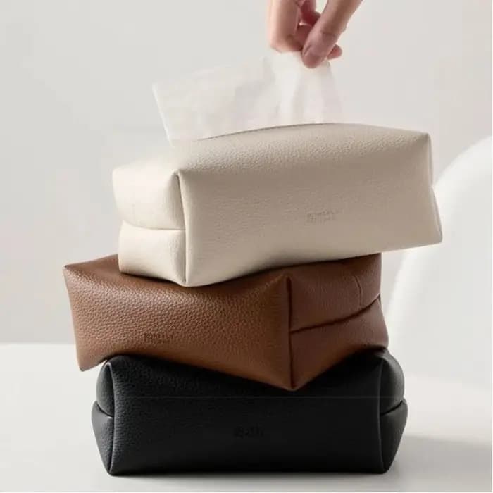 Boîte à mouchoirs en cuir artificiel