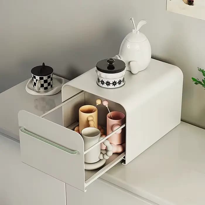 1 boîte de rangement moderne et simple avec tiroir en métal : étanche