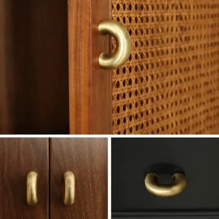 Poignées de meuble en laiton rétro minimalistes en forme de fer à cheval pour armoire à chaussures, tiroirs et portes de placard