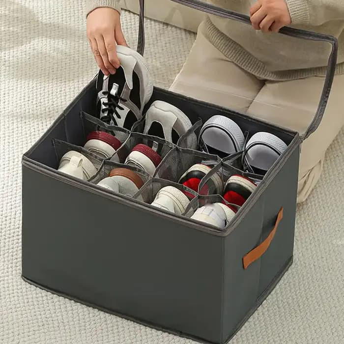 Boîte de rangement de chaussures pliable avec couvercle