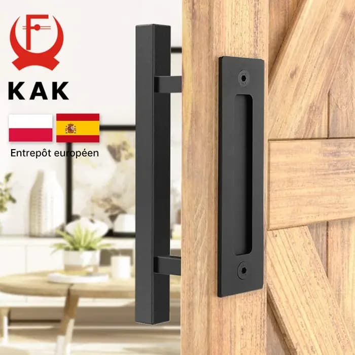 KAK 12 pouces poignée de porte de grange coulissante tirer armoire affleurant ensemble de matériel