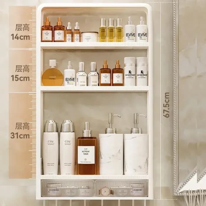 HOStorage T1 HOWash-Table Murale Non Perforée pour Stockage de Produits de Soins de la Peau