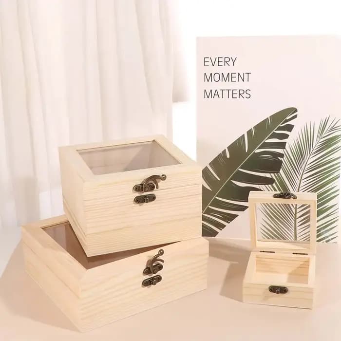 Boîte de rangement rectangulaire en bois