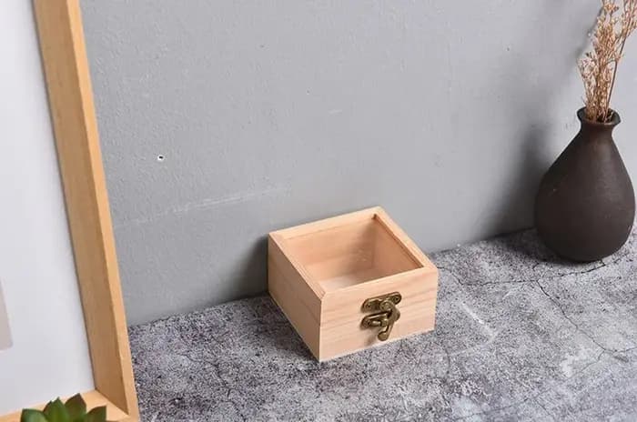 Boîtes de rangement carrées à charnière en bois, conteneur de rangement de cadeaux artisanaux, boîte